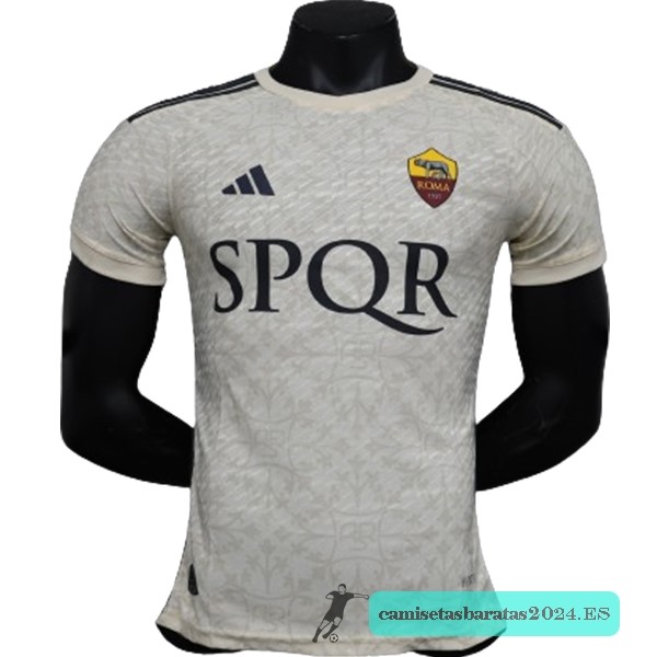 Nuevo Tailandia Segunda Jugadores Camiseta As Roma 2023 2024 Blanco Amarillo